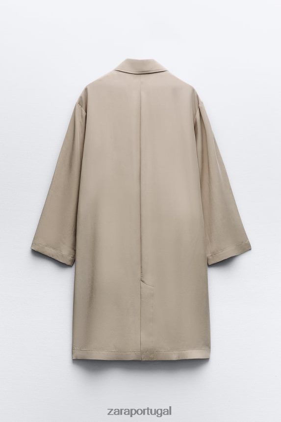 trench coat fluido mulheres Zara vison Z2080L37 roupas