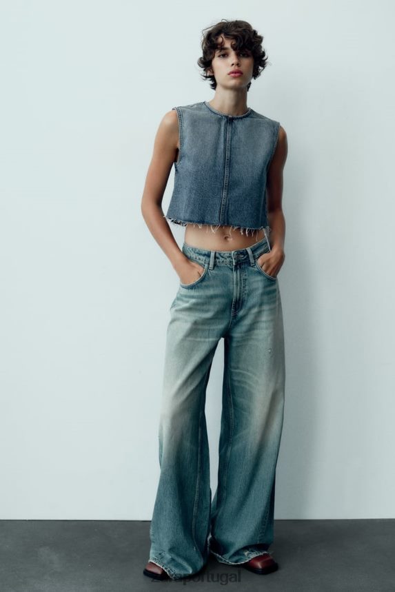 blusa jeans trf mulheres Zara azul Z2080L259 roupas