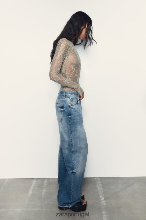 body de renda mulheres Zara cáqui claro Z2080L269 roupas