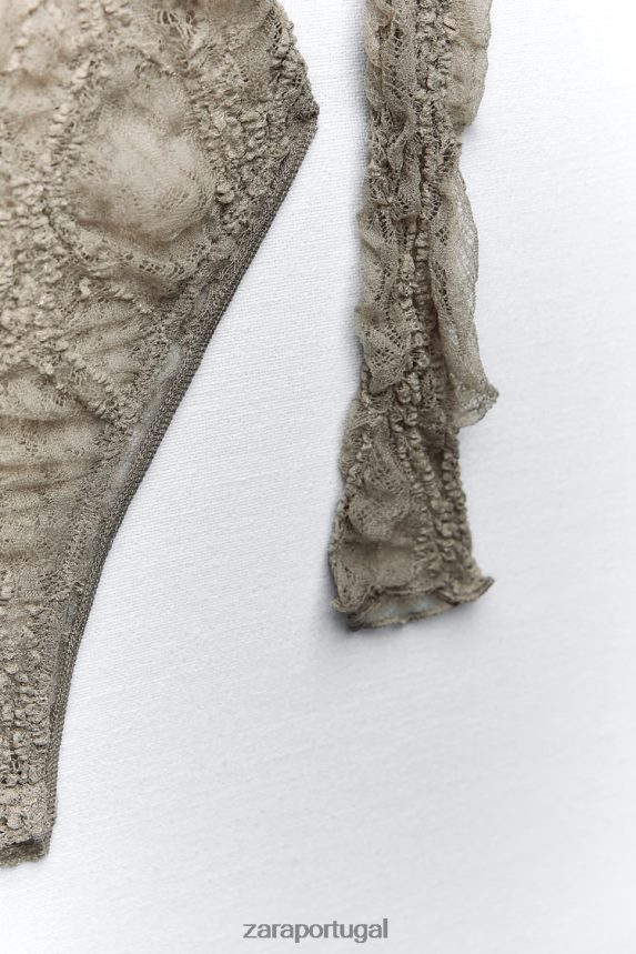 body de renda mulheres Zara cáqui claro Z2080L269 roupas