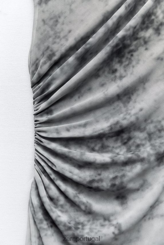 body de tule estampado mulheres Zara cinzas Z2080L257 roupas