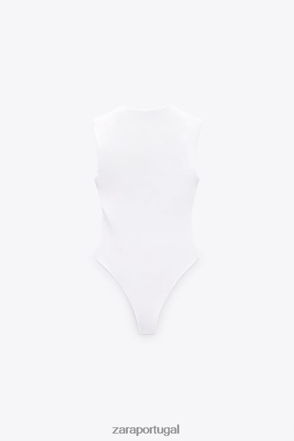 body gola quadrada mulheres Zara branco Z2080L264 roupas