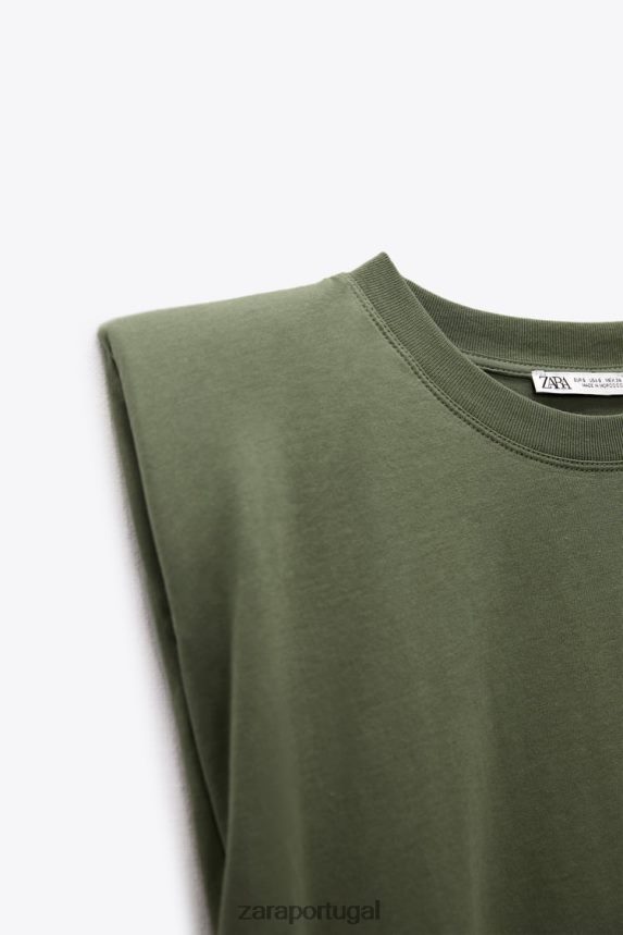 parte superior da ombreira mulheres Zara cáqui Z2080L253 roupas