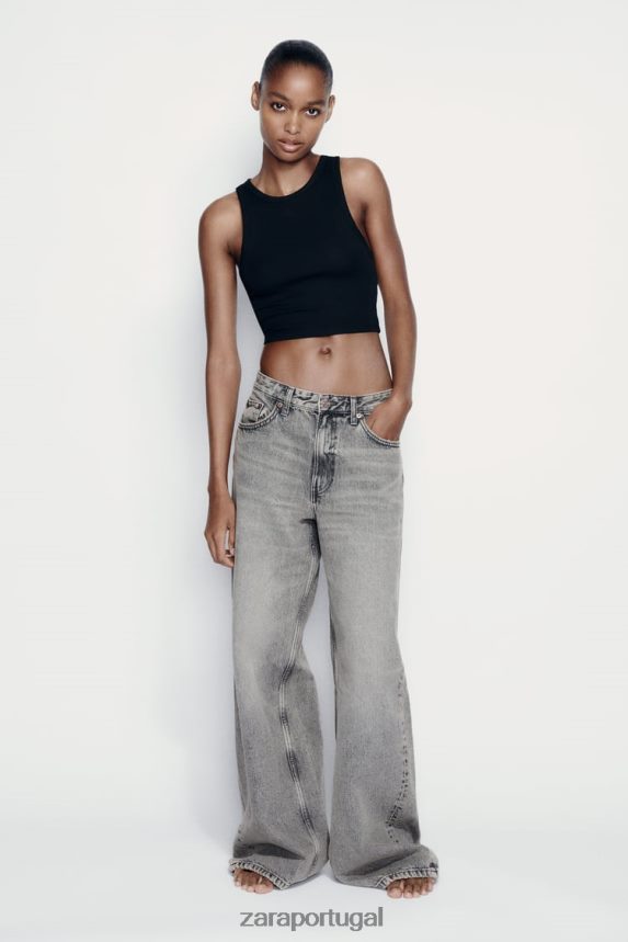 regata básica com costela mulheres Zara preto Z2080L273 roupas