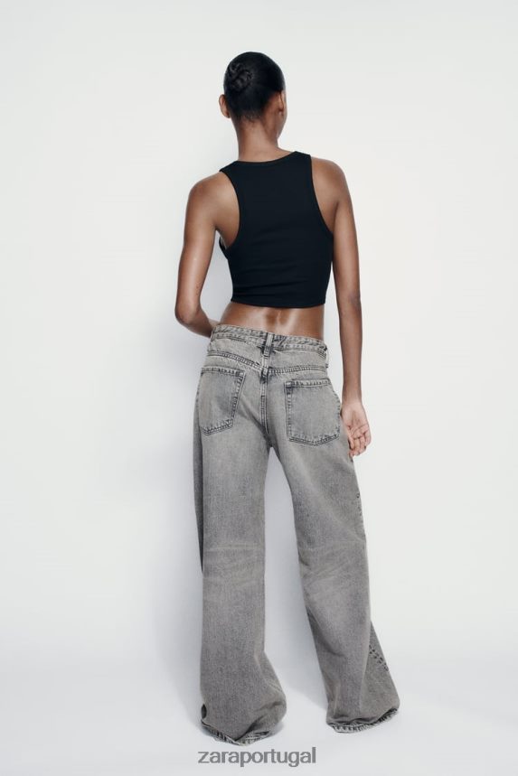 regata básica com costela mulheres Zara preto Z2080L273 roupas