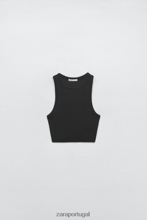 regata básica com costela mulheres Zara preto Z2080L273 roupas