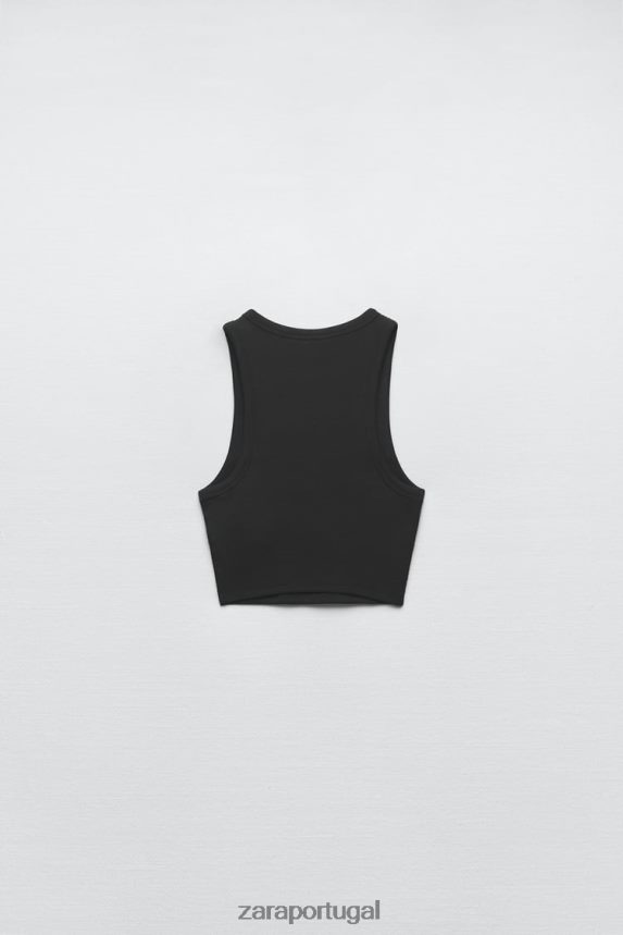 regata básica com costela mulheres Zara preto Z2080L273 roupas