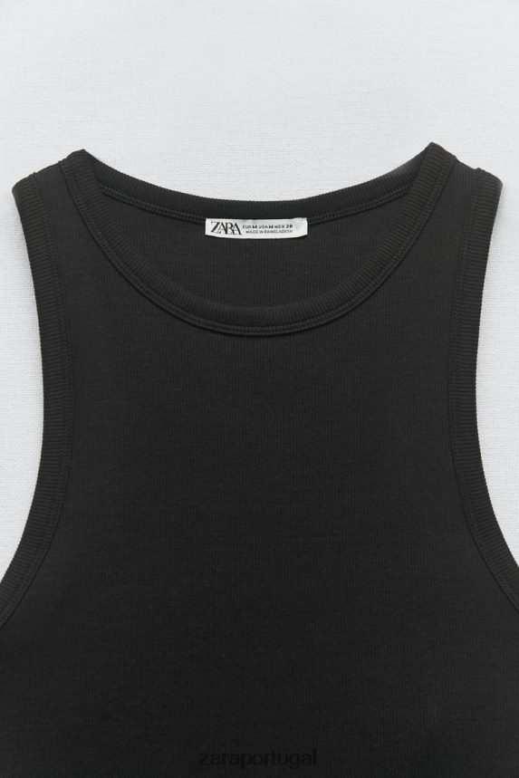 regata básica com costela mulheres Zara preto Z2080L273 roupas