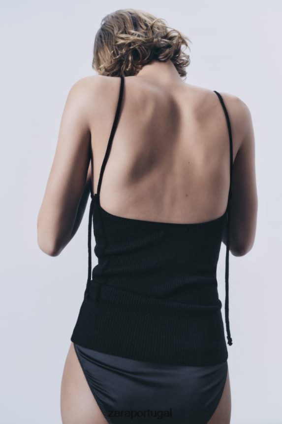 regata de malha mulheres Zara preto Z2080L830 roupas