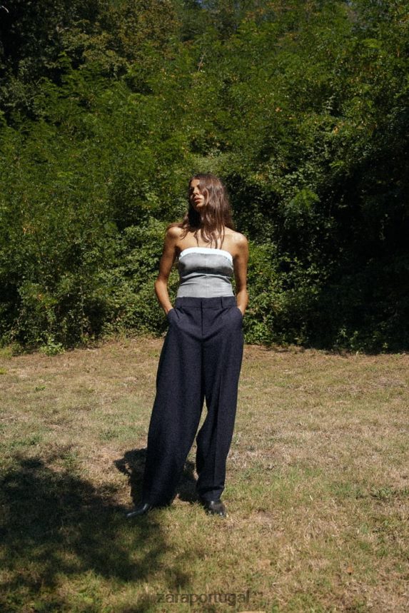 top boxer misto mulheres Zara cinza Z2080L254 roupas