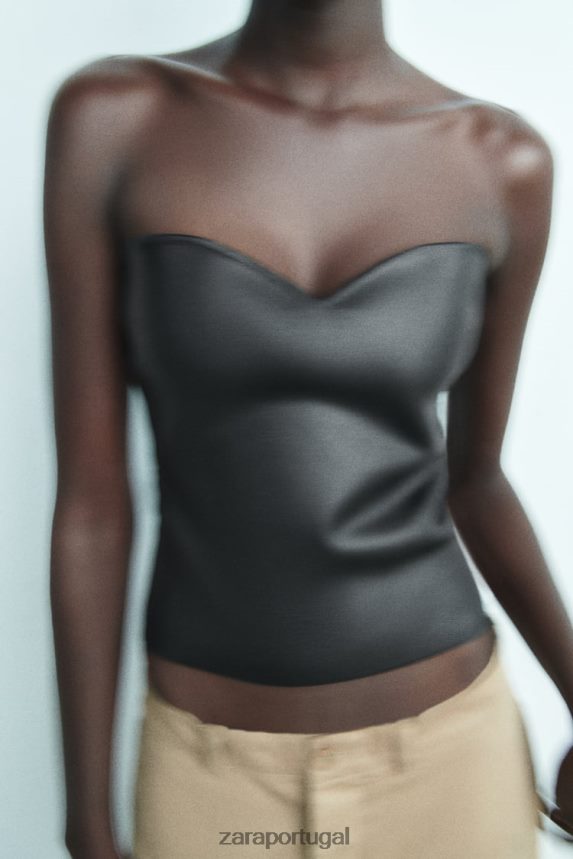 top bustiê de malha mulheres Zara preto Z2080L267 roupas