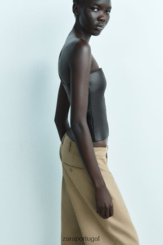 top bustiê de malha mulheres Zara preto Z2080L267 roupas