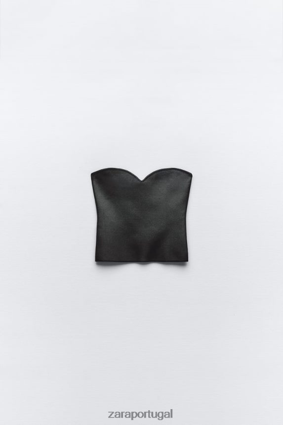 top bustiê de malha mulheres Zara preto Z2080L267 roupas