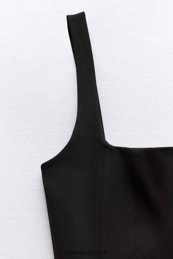 top elástico mulheres Zara preto Z2080L263 roupas