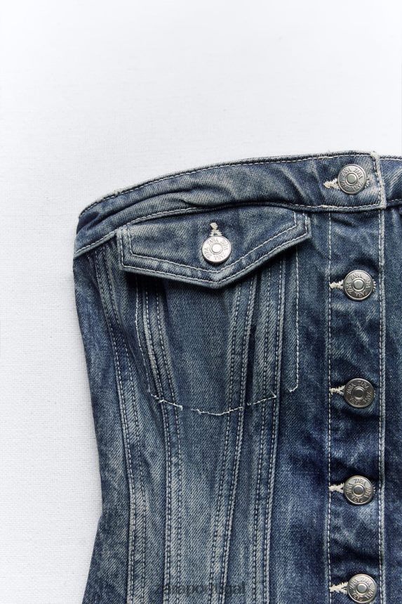 top espartilho jeans trf mulheres Zara azul Z2080L281 roupas